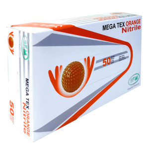 Перчатки сверхпрочные нитриловые SFM MEGA TEX Orange Nitrile (нестерильные неопудренные) 