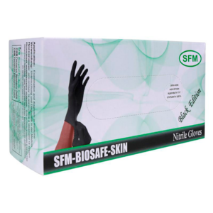 Перчатки смотровые нитриловые SFM-BIOSAFE-SKIN Black Edition - 100 пар (нестерильные неопудренные) 